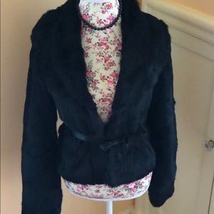 Black Rabbit Fur Coat Medium
